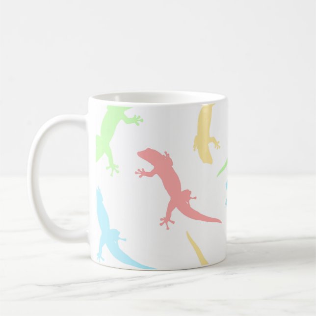 Cute Pastel Gecko Lizard Seamless Pattern Coffee Mug (Left)