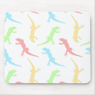 Cute Pastel Gecko Lizard Seamless Pattern Mouse Pad