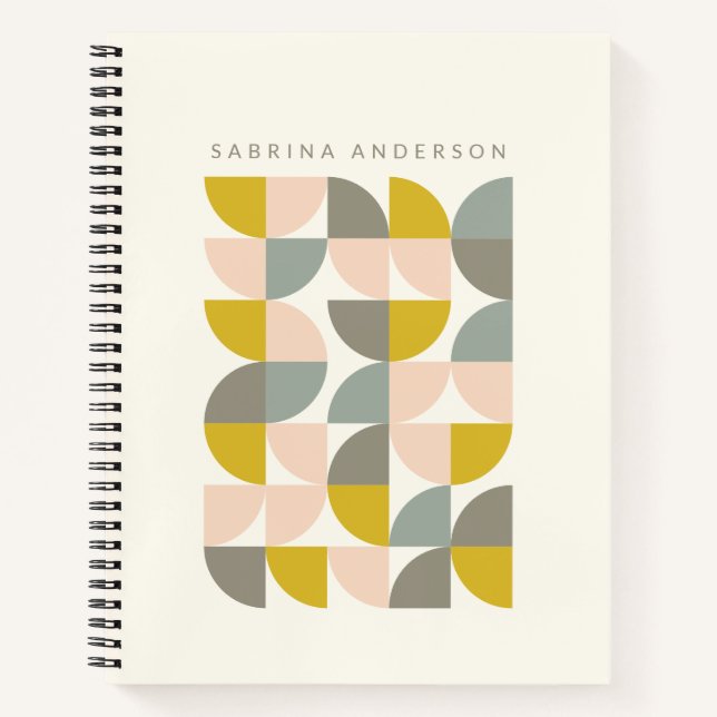 Cute Pastel Geometric Shapes Personalized  Notebook (Front)