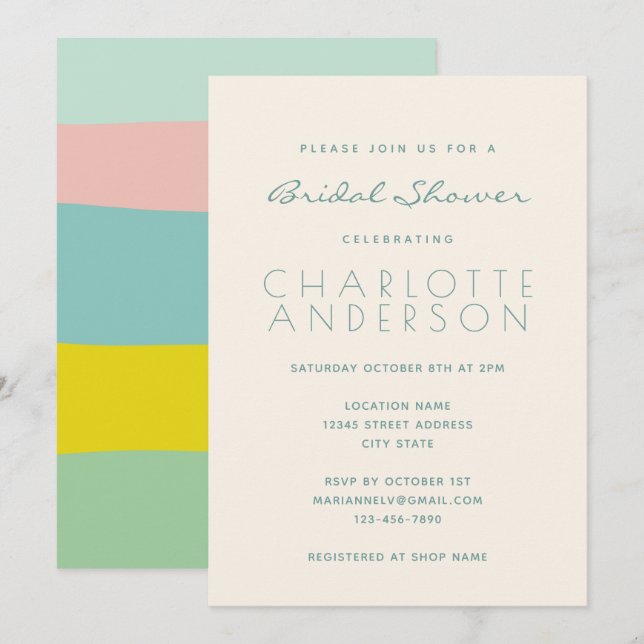 Cute Pastel Geometric Spring Mint Bridal Shower  Invitation (Front/Back)