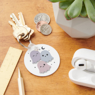 Cute Pastel Ghost Friends Halloween Keychain