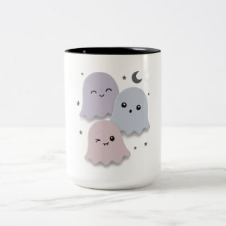 Cute Pastel Ghost Friends Halloween Two-Tone Coffee Mug