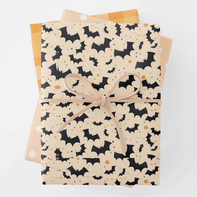 Cute Pastel Ghost Halloween Wrapping Paper Sheet (In situ)
