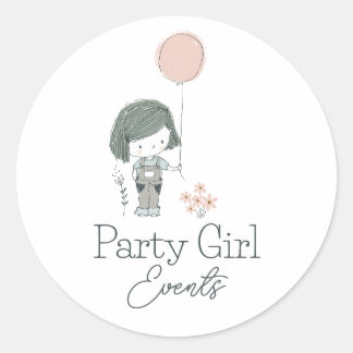 Cute Pastel Girl Balloon Classic Round Sticker