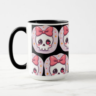Cute Pastel Goth Skull with Bow Mug