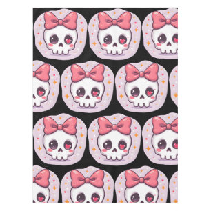Cute Pastel Goth Skull with Bow Tablecloth