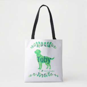 Cute Pastel Green Labrador   Custom Name & Photo Tote Bag