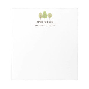 CUTE  PASTEL GREEN TREE TRIO LANDSCAPING SERVICE NOTEPAD