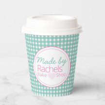 Cute pastel green vintage gingham Paper cup