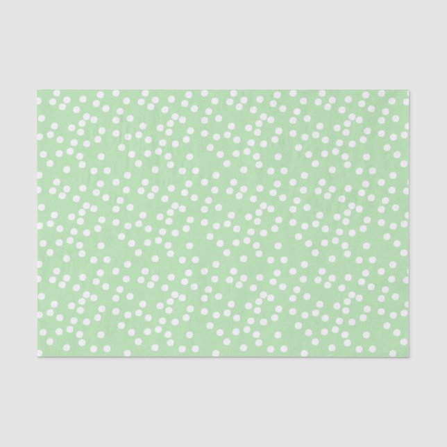Cute Pastel Green & White Confetti / Polkadots Tissue Paper (Front)
