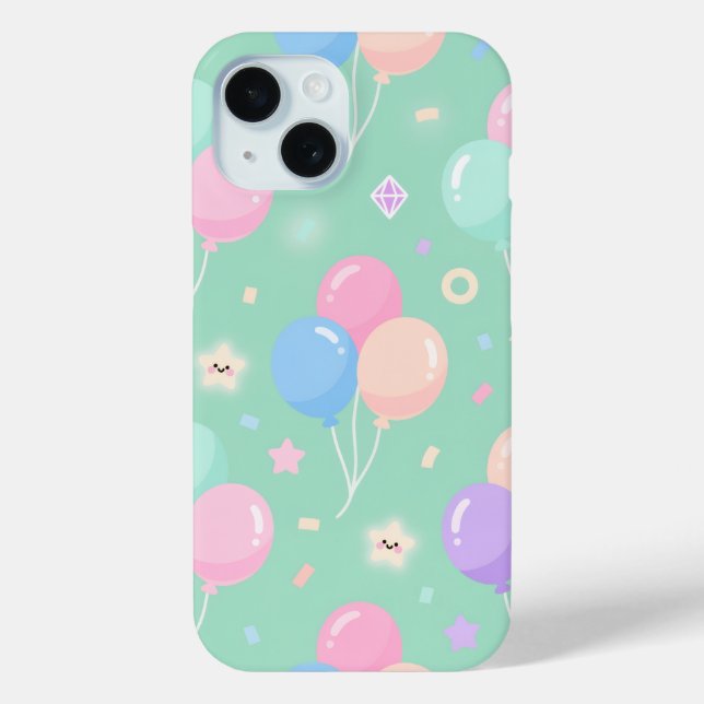 Cute pastel green with balloons Case-Mate  iPhone Case (Back)