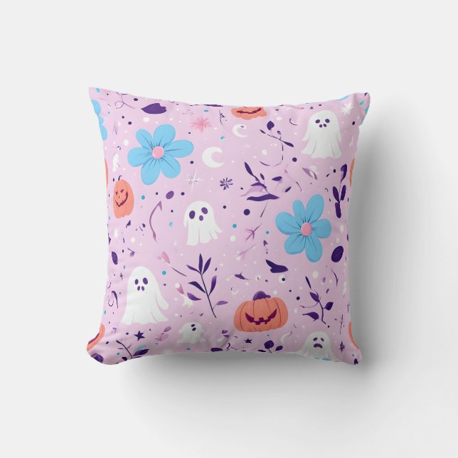 Cute Pastel Halloween Ghost Pillow (Front)