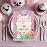 Cute Pastel Halloween Party | Kids Ghost Holiday Card<br><div class="desc">Celebrate Halloween in the cutest way with this pastel kids party invitation! Featuring a sweet ghost, smiling pumpkins, and colourful bunting in soft pink, purple, and mint tones, this adorable card is perfect for a not-so-spooky celebration. Customize all the party details easily. Great for kids' Halloween parties, daycare events, and...</div>