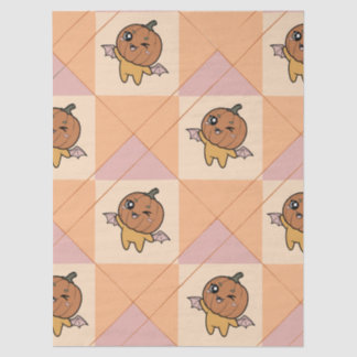 Cute Pastel Halloween Pumpkin Bat Pattern Tissue Paper