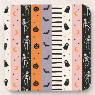 Cute Pastel Halloween Vertical Stripe Throw Pillow Coaster