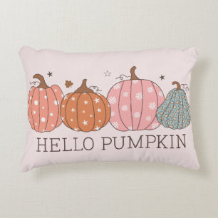 Cute Pastel Hello Pumpkin Accent Pillow
