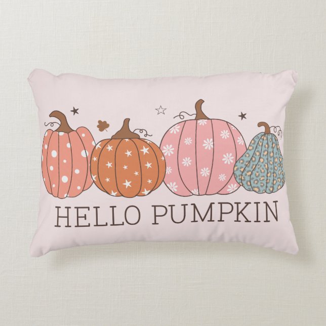 Cute Pastel Hello Pumpkin  Accent Pillow (Front)