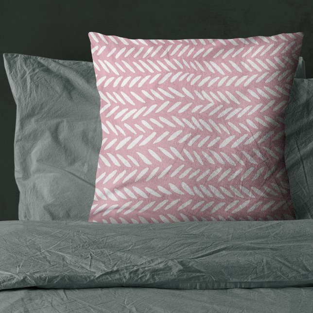 Cute pastel herringbone pattern on pink throw pillow (Creator Uploaded)