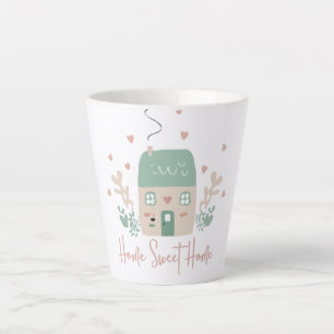 Cute Pastel "Home Sweet Home" Illustration – Cozy Latte Mug