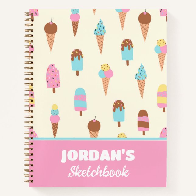 Cute Pastel Ice Cream Sweets | Child's Sketchbook Notebook (Front)