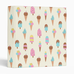 Cute Pastel Ice Cream Sweets Pattern Binder
