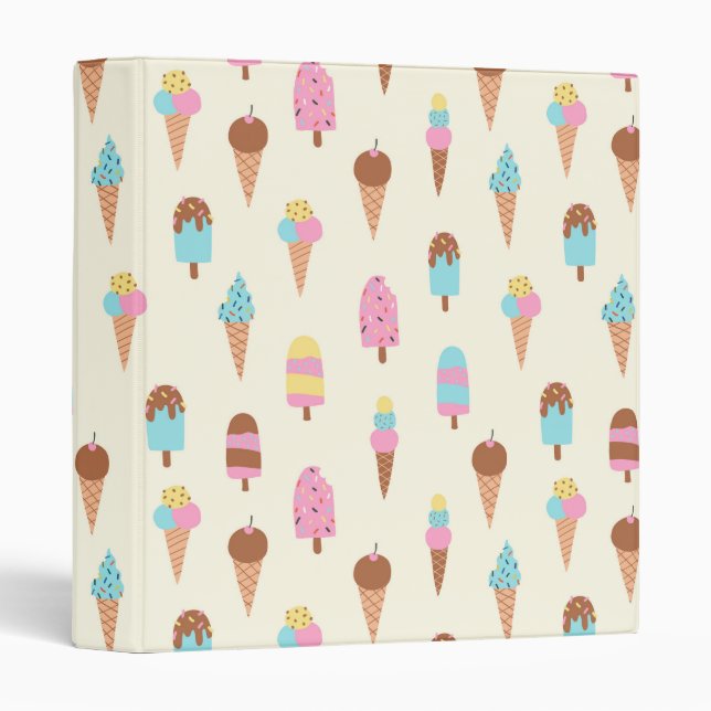 Cute Pastel Ice Cream Sweets Pattern Binder (Front/Spine)