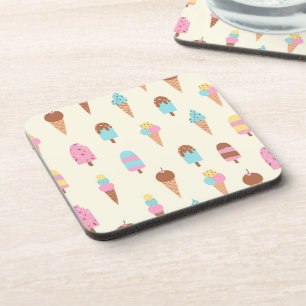 Cute Pastel Ice Cream Sweets Pattern Coaster