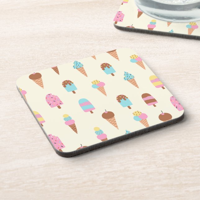 Cute Pastel Ice Cream Sweets Pattern Coaster (Left Side)