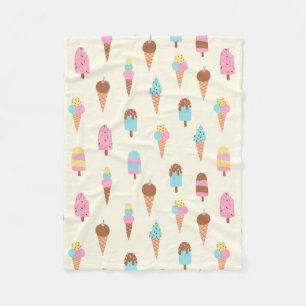 Cute Pastel Ice Cream Sweets Pattern Fleece Blanket