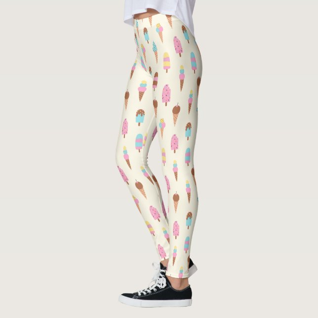 Cute Pastel Ice Cream Sweets Pattern Leggings (Left)