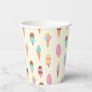 Cute Pastel Ice Cream Sweets Pattern Paper Cups