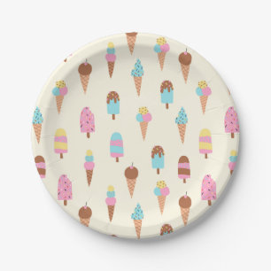 Cute Pastel Ice Cream Sweets Pattern Paper Plate