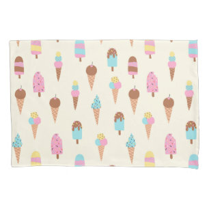Cute Pastel Ice Cream Sweets Pattern Pillowcase