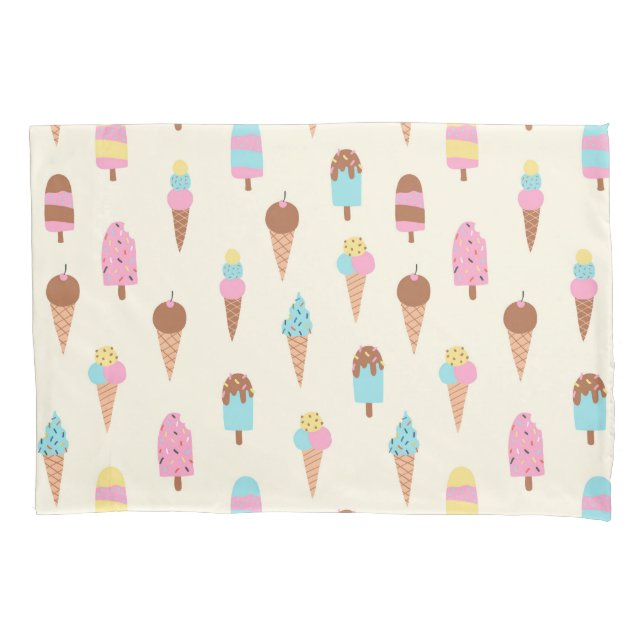 Cute Pastel Ice Cream Sweets Pattern Pillowcase (Front-Left)
