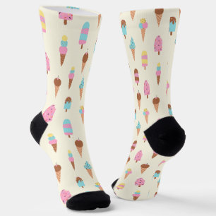 Cute Pastel Ice Cream Sweets Pattern Socks