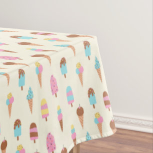 Cute Pastel Ice Cream Sweets Pattern Tablecloth