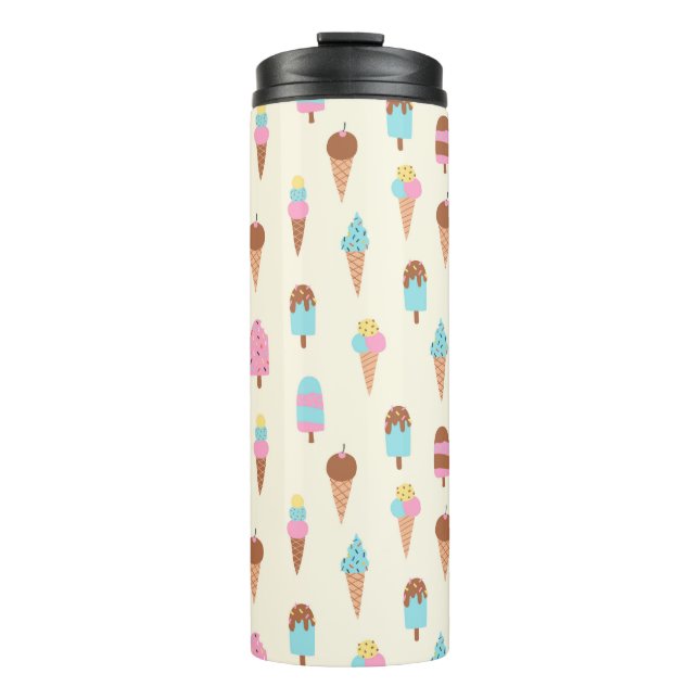 Cute Pastel Ice Cream Sweets Pattern Thermal Tumbler (Front)
