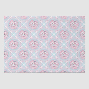 Cute Pastel Kawaii Bunny Dot Mandala Diamond Tile Tissue Paper