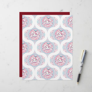 Cute Pastel Kawaii Bunny Dot Mandala Retro Ogee