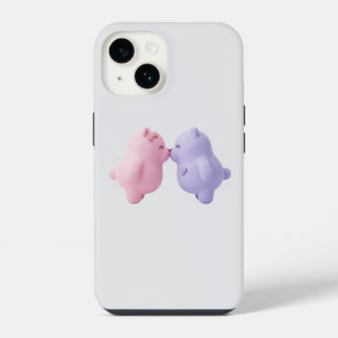 Cute Pastel Kissing Bears Minimalist Phone Case