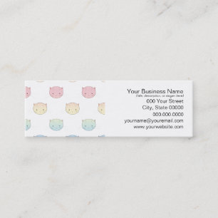 Cute Pastel Kitty Cat Faces Pattern Mini Business Card
