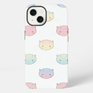 Cute Pastel Kitty Faces Pink Blue Green Yellow iPhone 13 Case