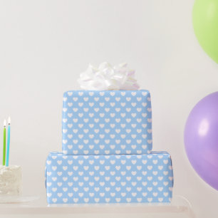 Cute Pastel Light Blue And White Loving Hearts Wrapping Paper