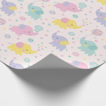 Cute Pastel Little Elephants pink lilac mint