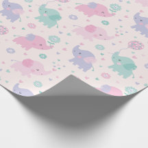 Cute pastel Little Elephants pink lilac mint