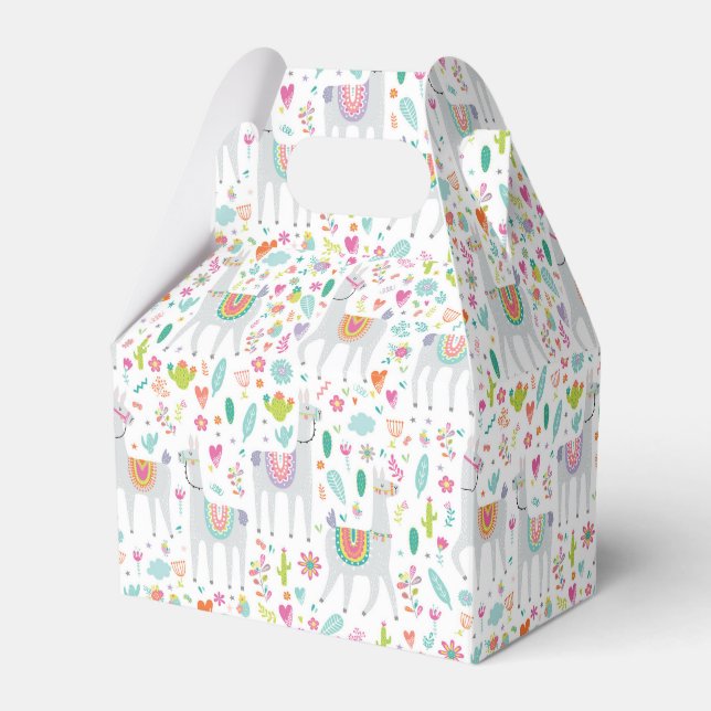 Cute Pastel Llama Pattern Favor Box (Front Side)