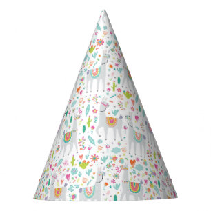 Cute Pastel Llama Pattern Party Hat