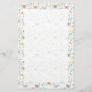 Cute Pastel Llama Pattern Stationery