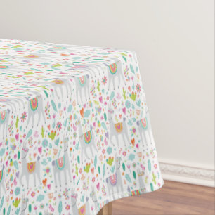 Cute Pastel Llama Pattern Tablecloth