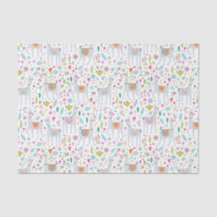 Cute Pastel Llama Pattern Tissue Paper